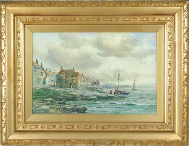 Appraisal: HAMILTON GLASS WATERCOLOR on paper British active - Fishing village