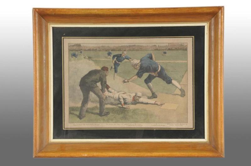 Appraisal: Baseball Ink Drawing of New York Giants Chicago Description Dated