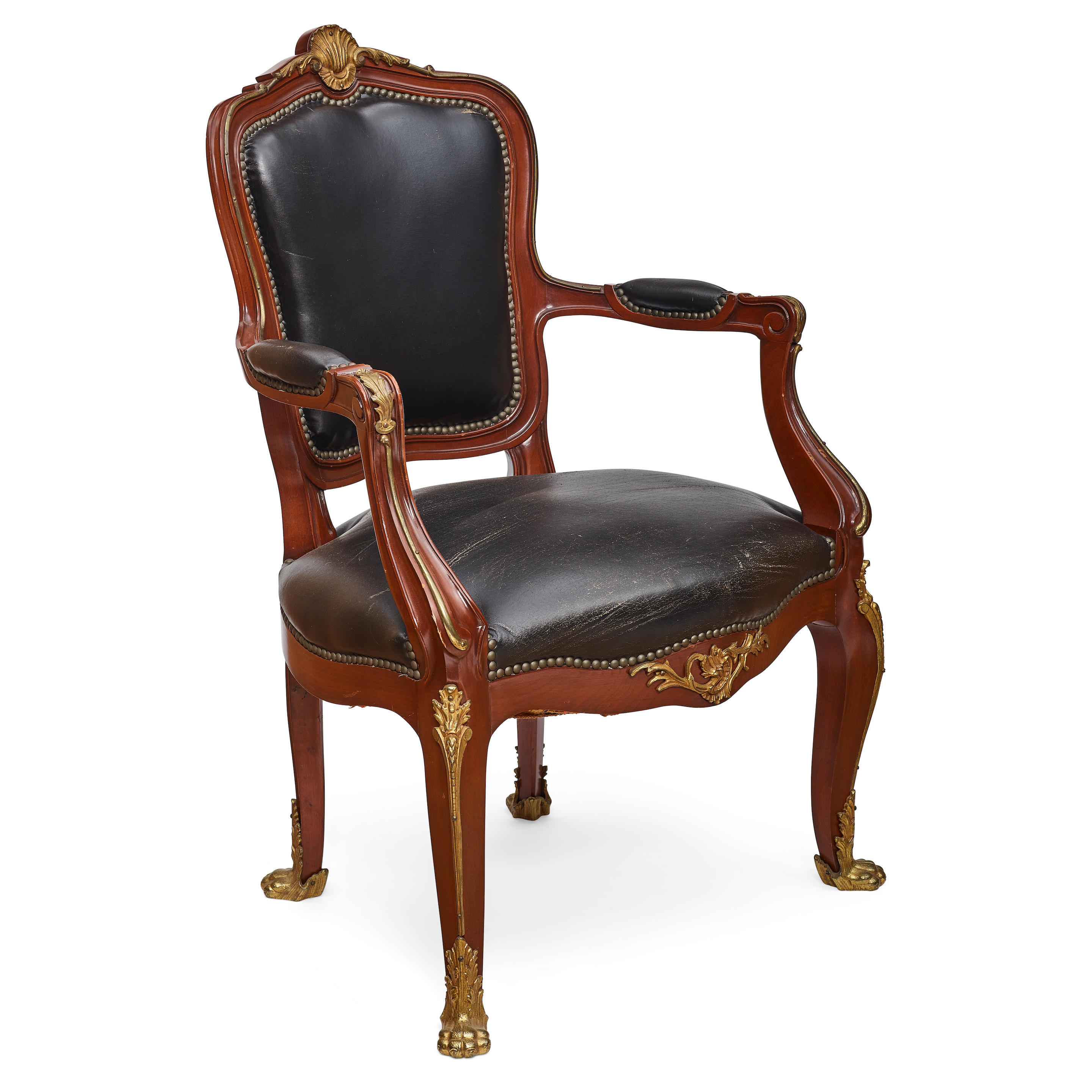 Appraisal: A CONTINENTAL ROCOCO STYLE BRONZE MOUNTED MAHOGANY FAUTEUIL TH CENTURY