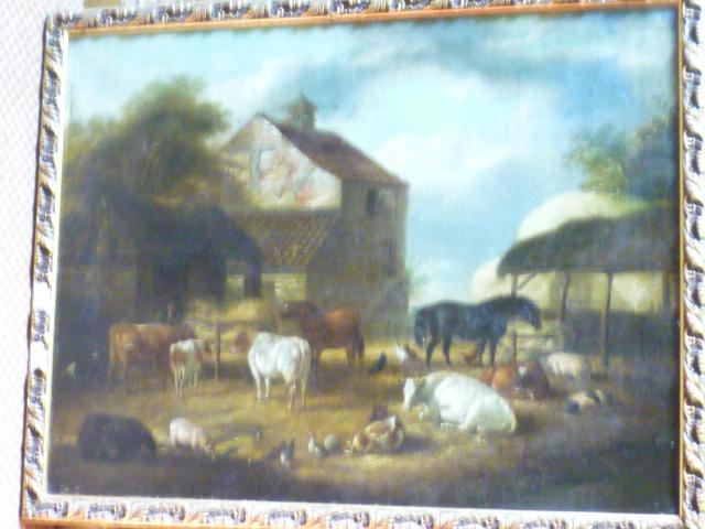 Appraisal: ATTRIBUTED TO G JACKSON th Century Farmyard Scene with Animals