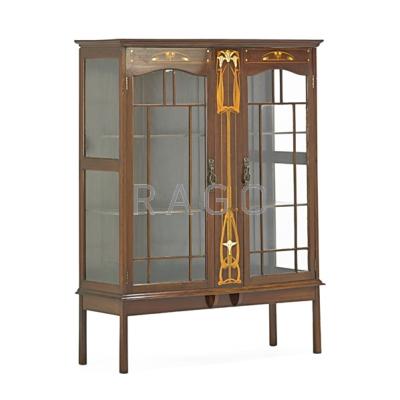 Appraisal: ART NOUVEAU CURIO CABINET Mahogany with mother of pearl inlay