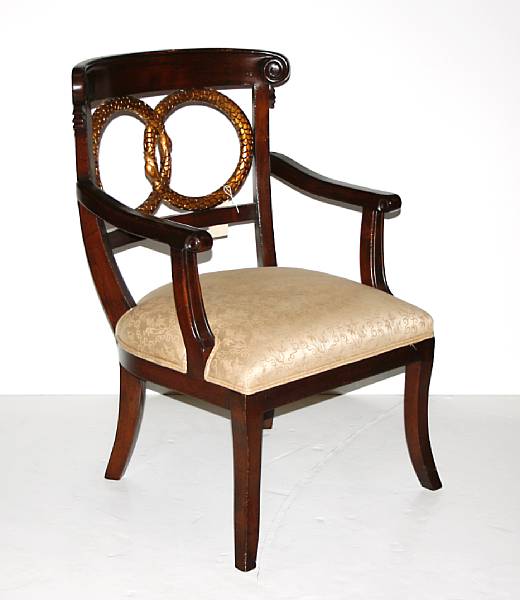 Appraisal: A mahogany and parcel gilt side chair