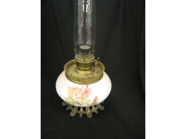 Appraisal: Victorian Oil Lamp Wavecrest Style art glass base