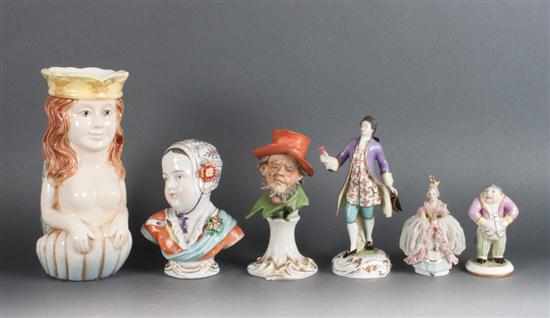 Appraisal: Six assorted Continental porcelain and ceramic busts and figures Estimate