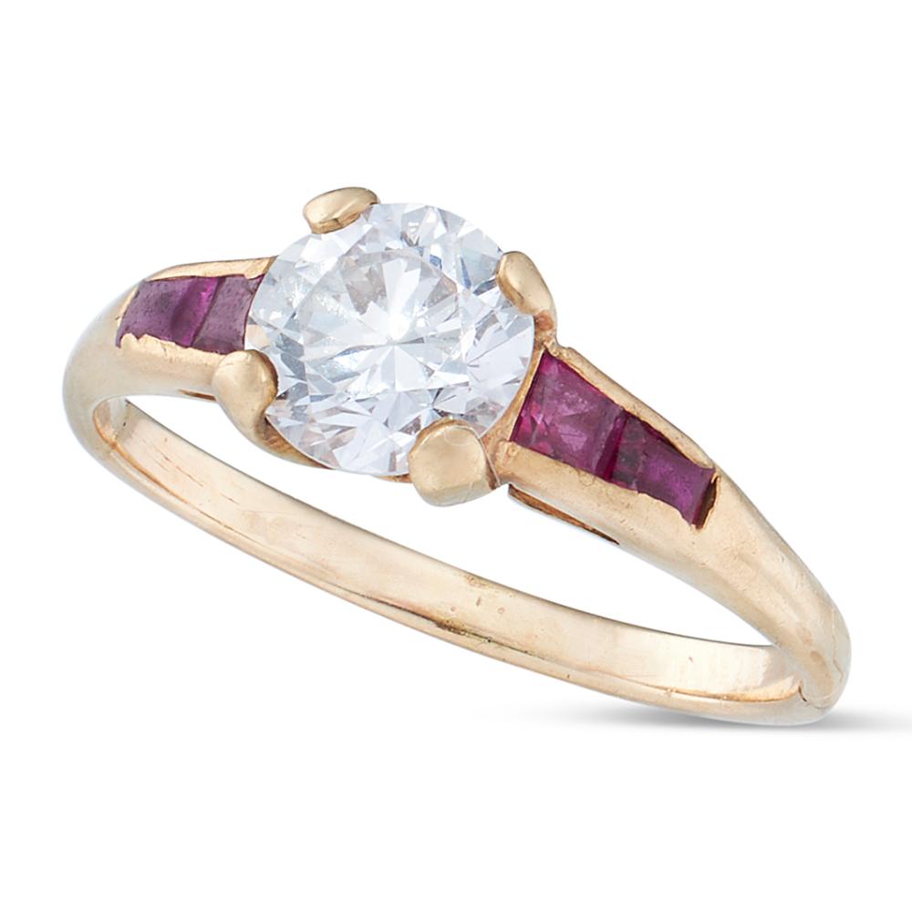 Appraisal: DIAMOND RUBY AND KT ROSE GOLD RING APPROX DWT DIAMOND