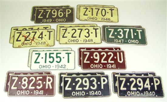 Appraisal: Fourteen - Ohio License Plates two three two two three