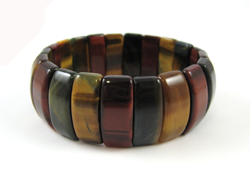 Appraisal: MIXED COLOR TIGER'S EYE STRETCH BRACELET with mixed color tiger's