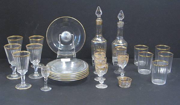 Appraisal: An assembled group of engraved and gilt decorated glassware th