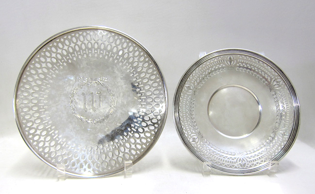 Appraisal: TWO STERLING SILVER SERVING TRAYS one Gorham pattern A footed