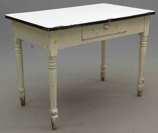 Appraisal: Vintage enamel top work table Top '' x '' ''