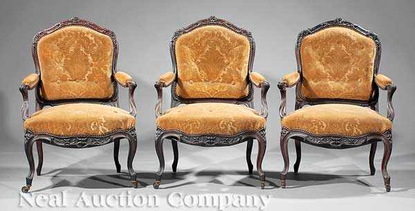 Appraisal: An American Rococo Carved Rosewood Parlour Suite mid- th c