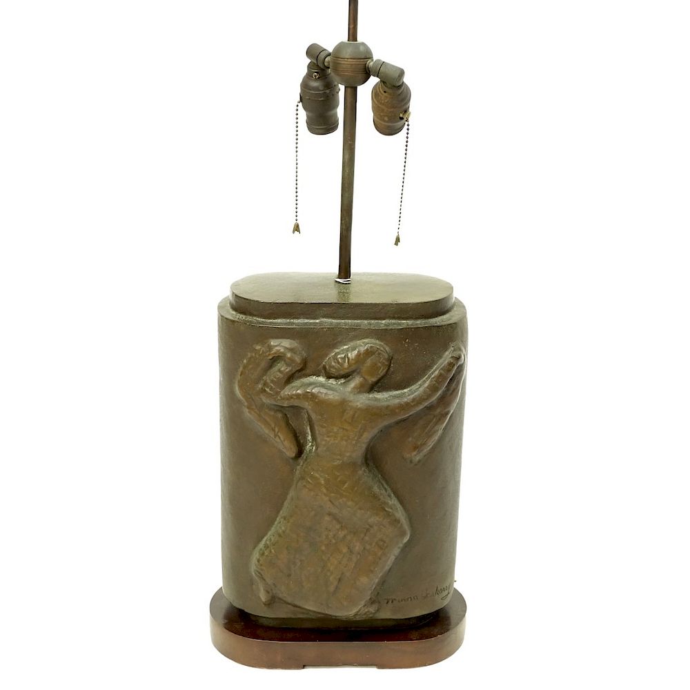 Appraisal: Modernist Bronze Table Lamp A Modernist Bronze Table Lamp by