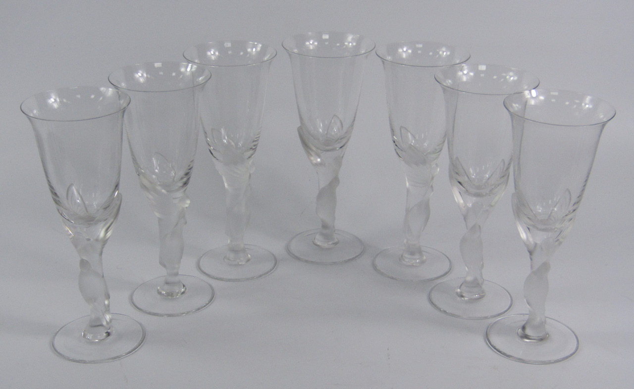 Appraisal: A set of seven Carl Faberge cut glass wine glasses