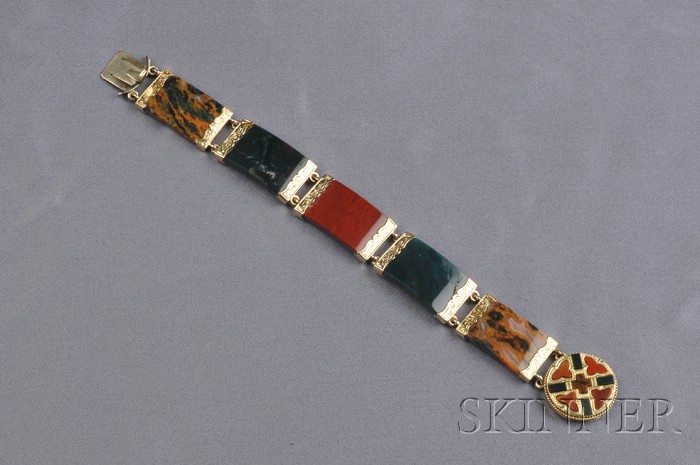 Appraisal: Victorian Scottish Agate Bracelet composed of various arched agate and