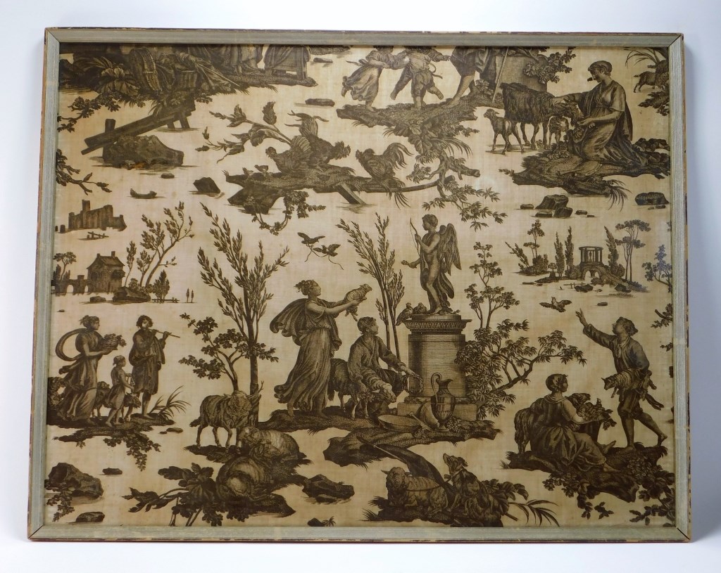 Appraisal: C EUROPEAN LANDSCAPE WALLPAPER Europe th Century Depicts figures dressed