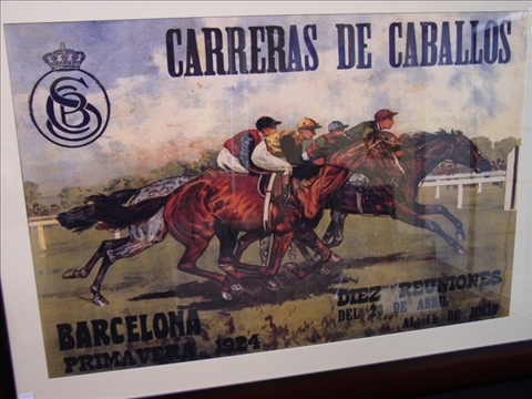 Appraisal: VINTAGE STYLE AD OF SPANISH HORSE RACING MATTED AND FRAMED