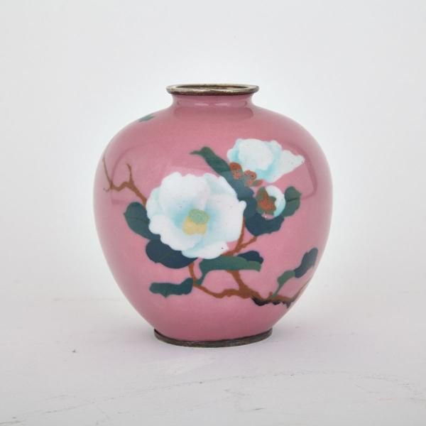 Appraisal: Pink Ground Enamel Vase Japan Early th Century Wireless enamel