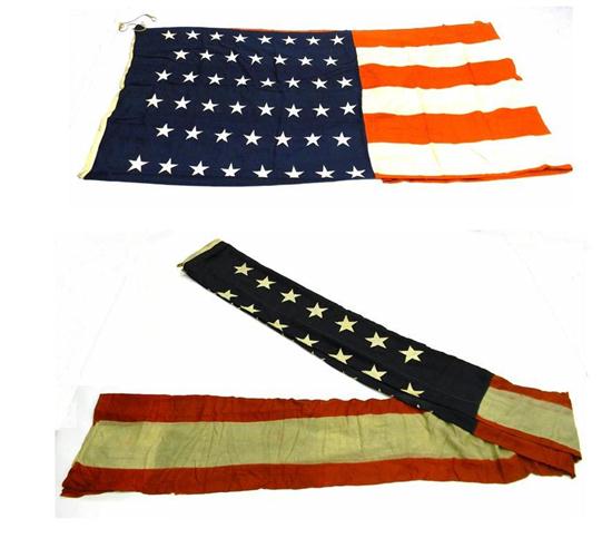 Appraisal: Two massive flags including one -star flag some staining and