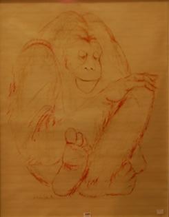 Appraisal: JULIAN SMITH GORILLA CONTE ON PAPER X CM JULIAN SMITH