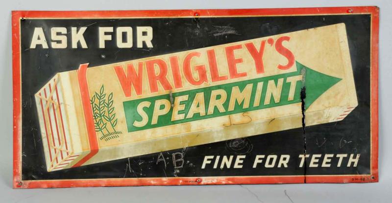 Appraisal: Wrigley's Gum Tin Sign This sign has fading scratching bends