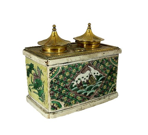 Appraisal: A Chinese inkwell Kangxi with European gilt metal fittings the