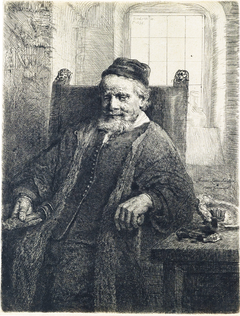 Appraisal: REMBRANDT VAN RIJN Jan Lutma Goldsmith Etching and drypoint x