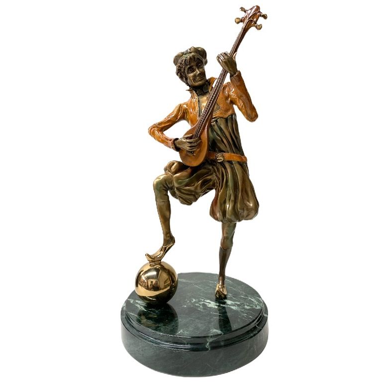 Appraisal: Bronze Musical Jester Figurine Sculpture Bronze Musical Jester Figurine Sculpture