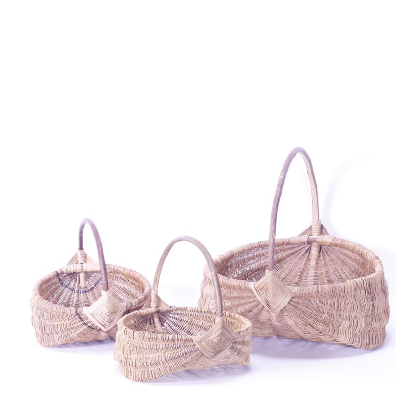 Appraisal: Set of Handwoven Baskets with Naturalistic Handles H x W