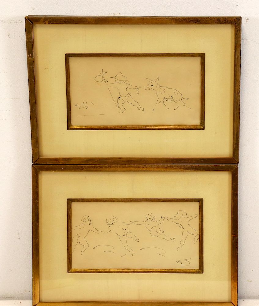 Appraisal: Marcel Vertes Signed Drawings Both signed and from a Westchester