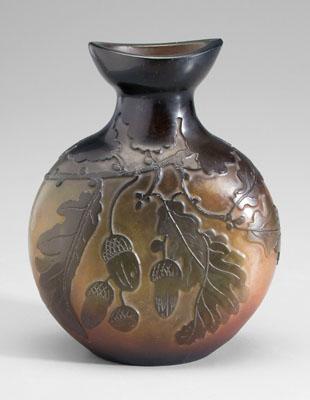 Appraisal: Galle art glass vase oak leaves and acorns in shades