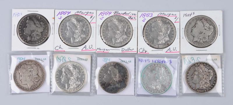 Appraisal: Lot Of Morgan Silver Dollars Two S VF and AU