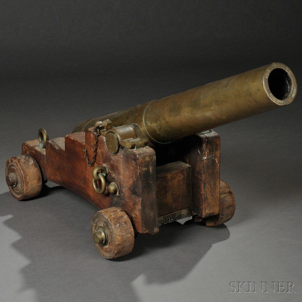 Appraisal: Ames Naval Boat Gun and Carriage c bronze tube marked