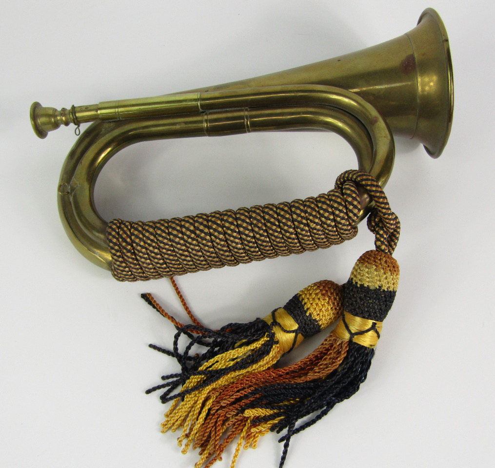 Appraisal: A brass bugle with tassel binding cm long