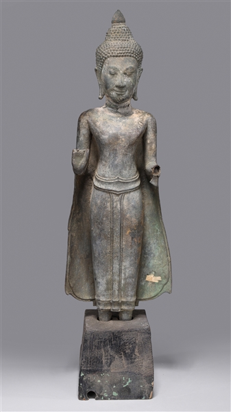 Appraisal: Antique Thai th century or earlier bronze standing figure of