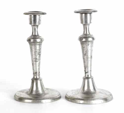 Appraisal: Pair of New London Connecticut pewter candlesticks ca bearing the