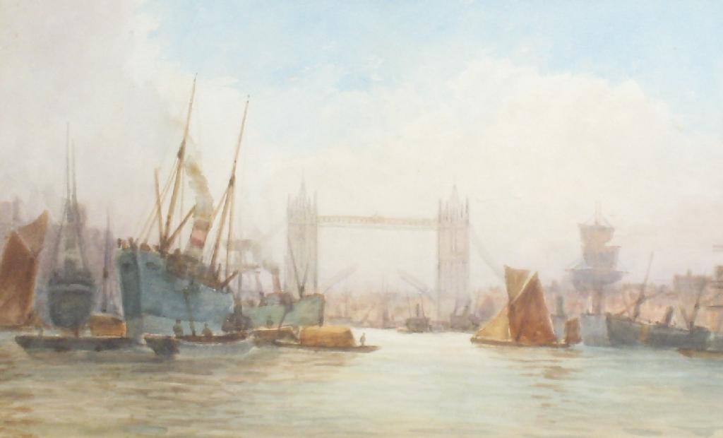 Appraisal: WALTER DUNCAN Tower Bridge London signed watercolour x in a