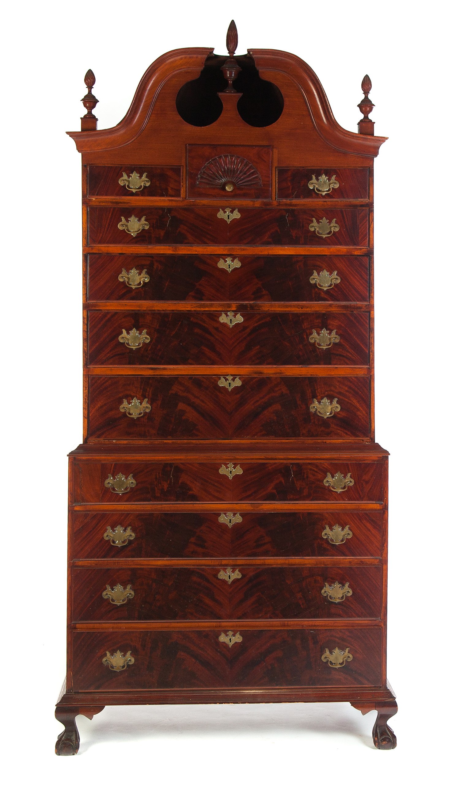 Appraisal: AMERICAN CHIPPENDALE FULL BONNET CHEST-ON-CHEST Fourth quarter- th century mahogany