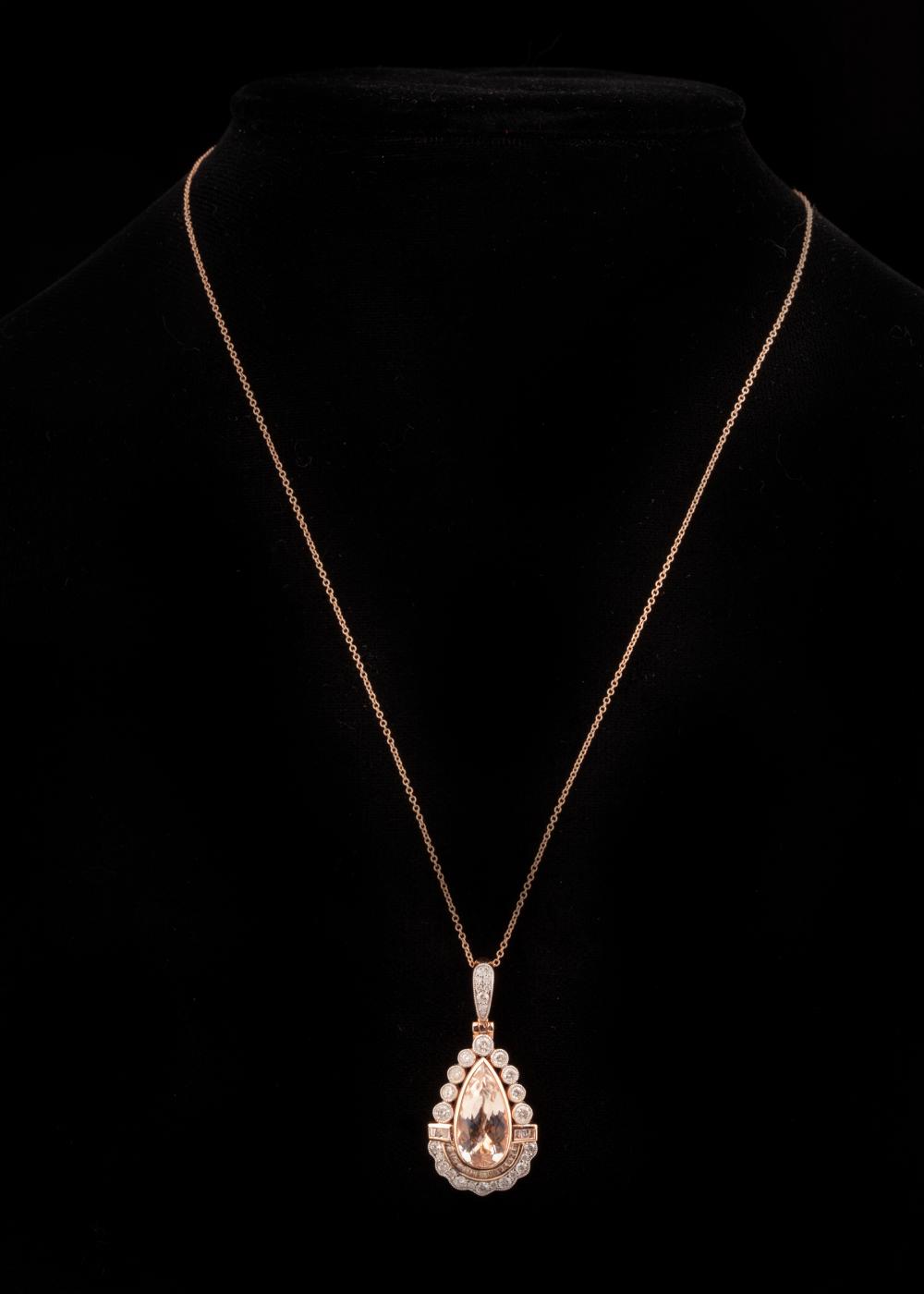 Appraisal: Oscar Friedman kt Rose Gold Morganite and Diamond Pendant on