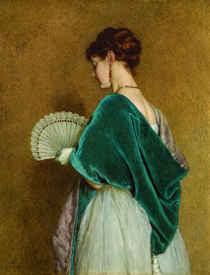 Appraisal: John Dawson Watson - An elegant woman with a fan