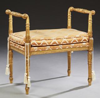 Appraisal: Louis XVI Style Carved Giltwood Stool early th c the