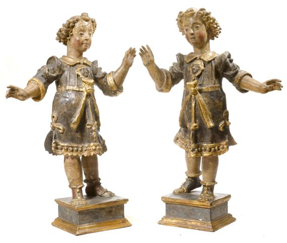 Appraisal: PAIR OF STANDING ANGELS Renaissance Italy probably Siena mid th