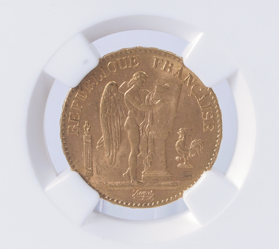 Appraisal: A GOLD FRANCS NGC MS Slabbed and graded by NGC