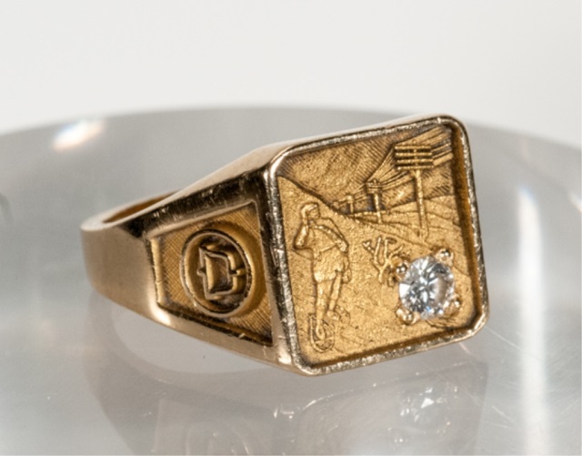 Appraisal: K and Diamond Gentleman's Ring Monogrammed C O T dwt