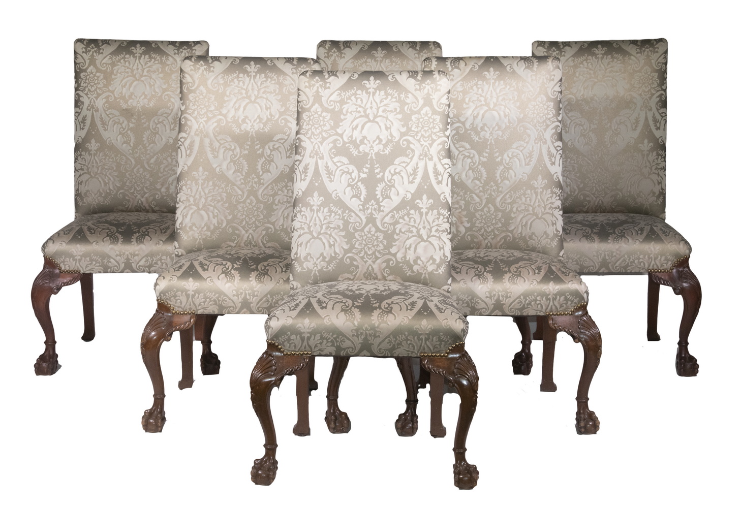 Appraisal: CHIPPENDALE UPHOLSTERED SIDE CHAIRS Set of Custom Mahogany Upholstered Chairs