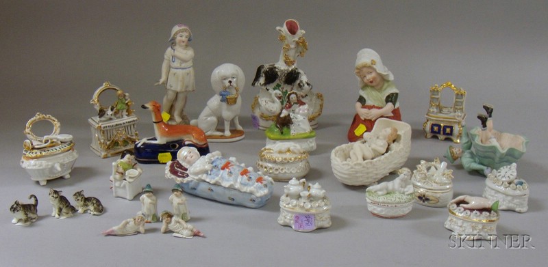 Appraisal: Twenty-six Assorted Ceramic Porcelain and Bisque Trinket Boxes and Figures