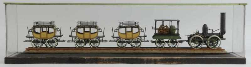 Appraisal: Early Folk Art Motor Coach Train Set Description This set