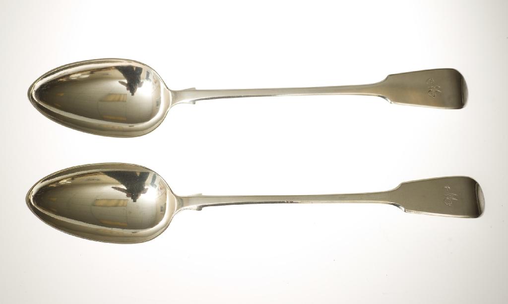 Appraisal: GOOD PAIR OF WILLIAM IV SILVER GRAVY SPOONS MARY CHAWNER