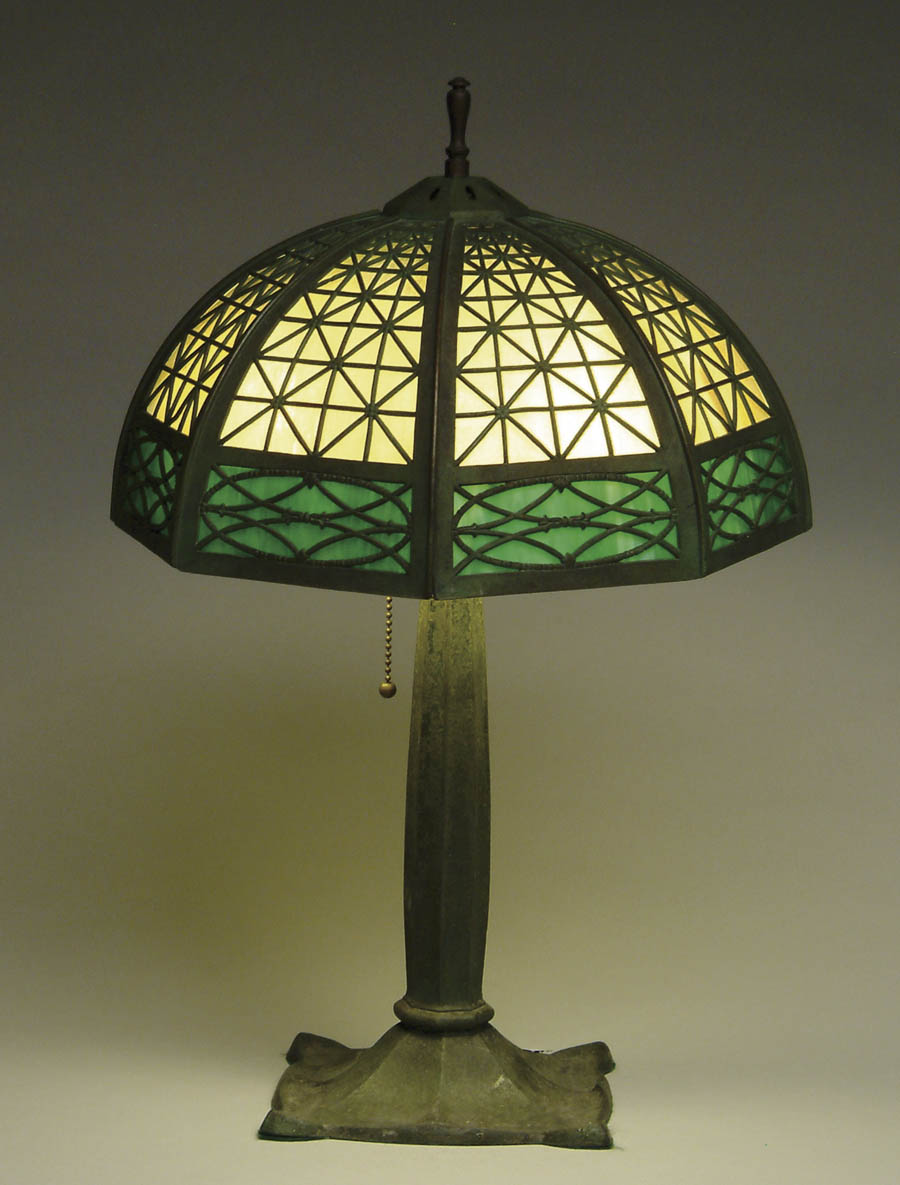 Appraisal: ORNATE PANEL LAMP In the manner of Bradley and Hubbard