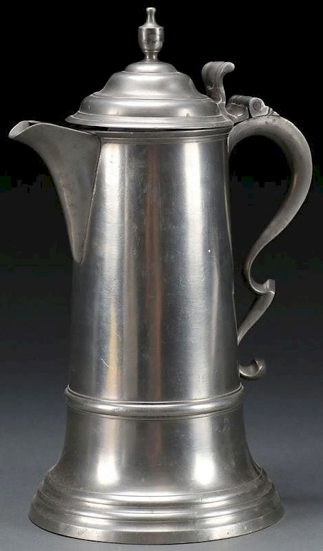 Appraisal: EARLY AMERICAN PEWTER FLAGON THOMAS BOARDMAN A LARGE EARLY AMERICAN