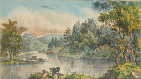 Appraisal: Currier and Ives print View on Esopus Creek hand tinted